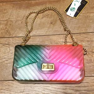 Jelly Embossed Shoulder Bag Chevron Pattern
